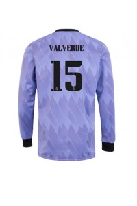 Real Madrid Federico Valverde #15 Voetbaltruitje Uit tenue 2022-23 Lange Mouw